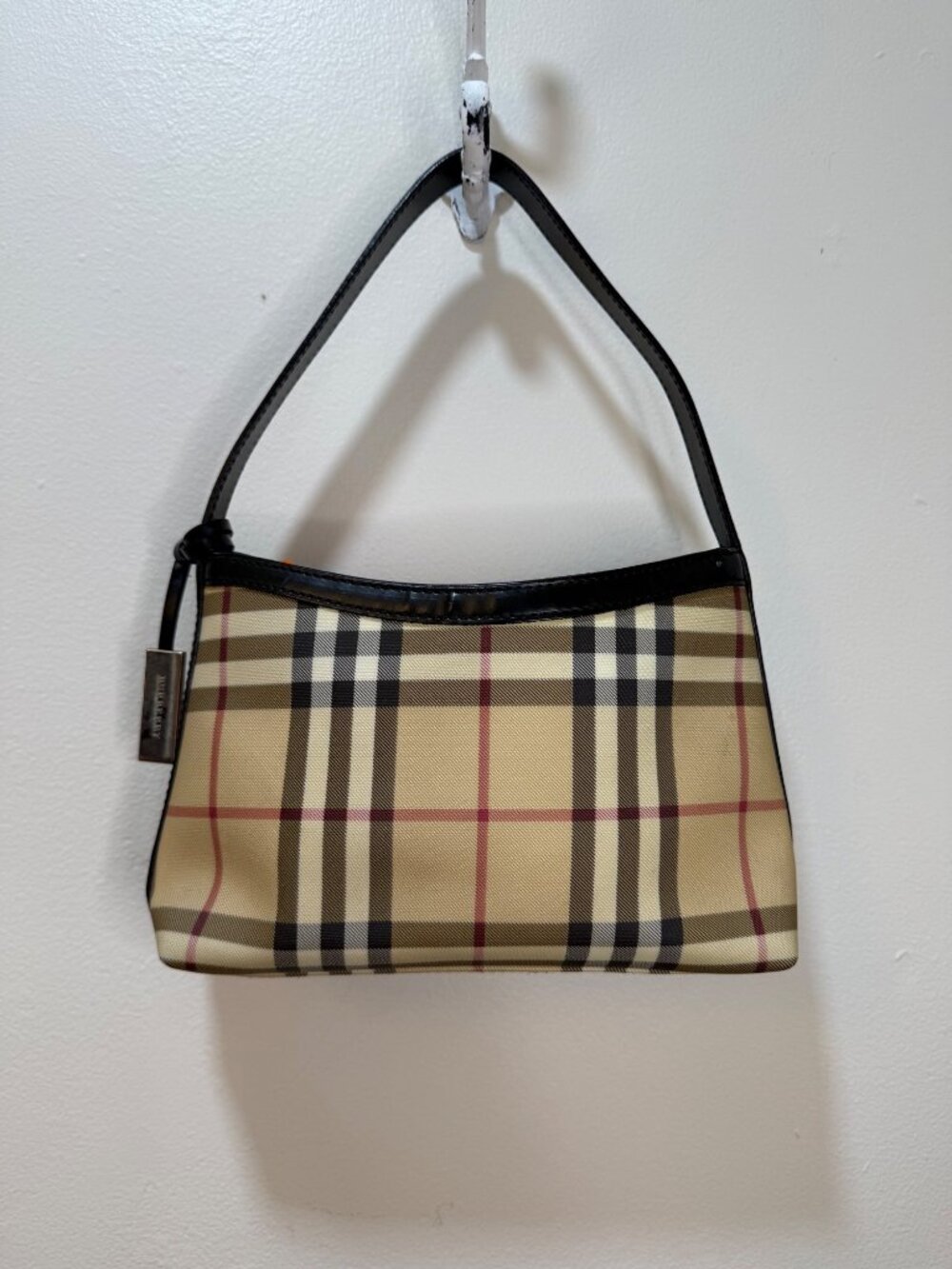 Vintage BURBERRY London Nova Check Mini Baguette Shoulder Bag Pouchette Y2K